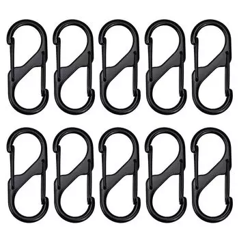 XSAJU Carabiner Small Automatic Lock Set of 10 Zinc Alloy Outdoor Equipment Climbing Camping Equipment S-shaped (60mm)