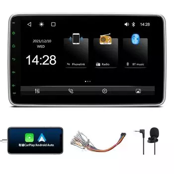 XTRONS 2din Car Audio 10-дюймовый большой экран Совместимость с iPhone CarPlay Android Auto Интегрированная навигация IPS-дисплей Bluetooth Mirroring чёрный