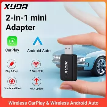 XUDA 2025 НОВЫЙ беспроводной Carplay и Android Auto 2in1 smart Mini Box WIFI BT Auto Connect для Toyota Volvo Benz MG Kia MAZDA FORD