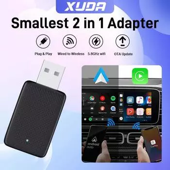 XUDA НОВЫЙ Мини Проводной Беспроводной Адаптер CarPlay и Android Auto 2 в 1 Скорость Передачи Подключи и Работай Модный и Портативный