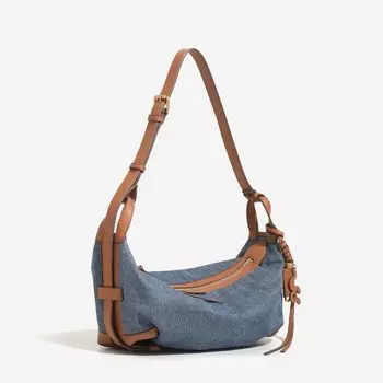 Xuebeini Luggage Bag Pillow Bag 2025 New Underarm Bag Canvas Denim Shoulder Shoulder Tannin blue | Small size: 26x12x14cm