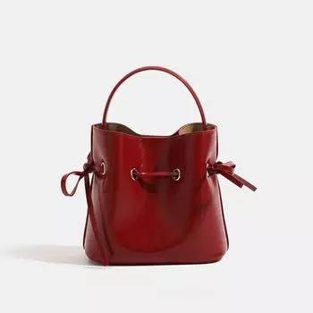 Xuebeini/Summer All-Matching Red Hand Bag Women s One Shoulder Crossbody Bag Classy Niche Bucket Bag Red color