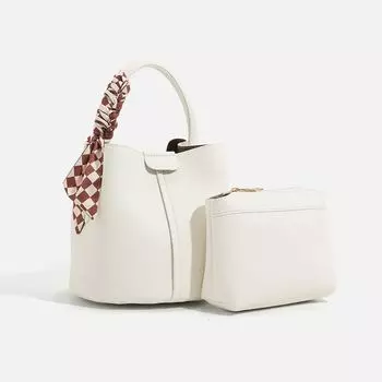 Xuebeini/Summer Small Bucket Bag Women Niche Shoulder Bag 2025 New Vegetable Basket Portable Messenger Bag White