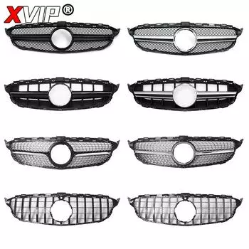 XVIP решетка переднего бампера для Mercedes Benz C-Class W205 2015-2018 C180 C200 C250 C300 хромированные черные ромбы стиль гоночных решеток