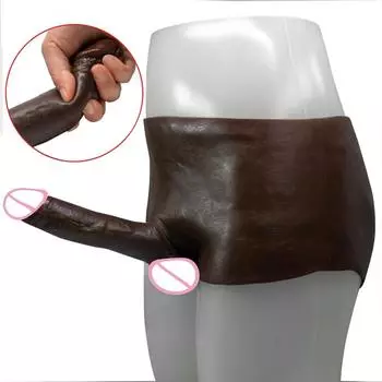 XXL черные силиконовые трусики-дилдо со страпоном – реалистичный твердый силиконовый пенис, эластичное носимое устройство для мастурбации для женщин, мужчин и пар S