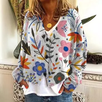 XXS-5XL Новый кардиган женский большого размера с V-образным вырезом, толстой вязки, с коротким и длинным рукавом, свитер с цифровой печатью XXS