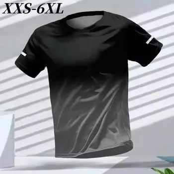 XXS-6XL Большие футболки для мужчин Градиентный принт Модные футболки с круглым вырезом Топы Футболки с коротким рукавом Одежда Мужской пуловер XXS