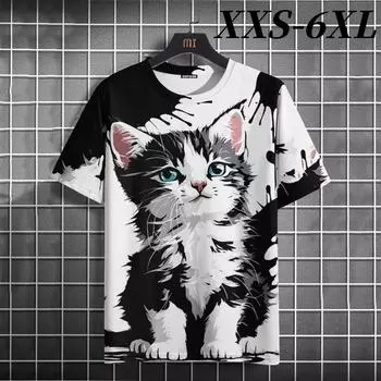 XXS-6XL Большие размеры Мужская футболка с рисунком в виде животных из мультфильмов Повседневные свободные футболки с коротким рукавом Футболки Мужская одежда больших размеров XXS