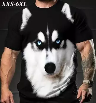 XXS-6XL Большие размеры Мужская футболка с принтом Повседневные топы с коротким рукавом Футболки Футболки с круглым вырезом для мужчин Забавная футболка с изображением животных и собак XXS