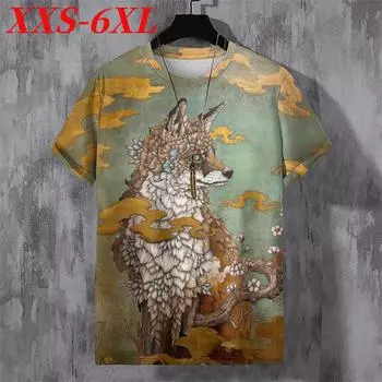 XXS-6XL футболка больших размеров для мужчин с принтом в виде животных в стиле ретро, летняя свободная футболка унисекс с коротким рукавом, топы с круглым вырезом, одежда XXS