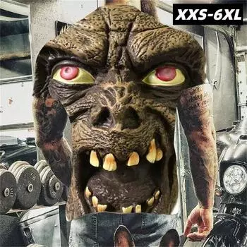 XXS-6XL Футболка большого размера для мужчин с рисунком ужасов, свободные футболки с принтом призраков, свободные футболки для мужчин, одежда с коротким рукавом XXS