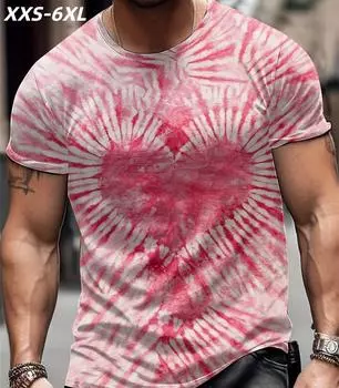 XXS-6XL Футболка размера плюс для мужчин Heart Daily Casual 3D Printed T Shirt Outdoor T Shirts Short Sleeve Tees Summer Clothing XXS