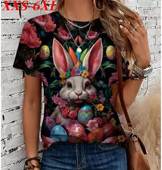 XXS-6XL Одежда больших размеров Женская забавная анималистичная принтованная футболка с коротким рукавом Топы 3D принты Летняя повседневная женская одежда XXS