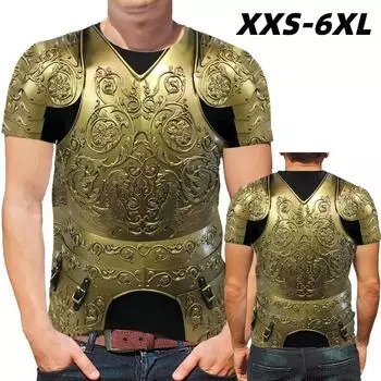 XXS-6XL плюс размер 3D печатная броня футболка для мужчин косплей узор футболки повседневные ретро круглый вырез короткий рукав футболки свободные топы XXS