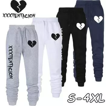 XXXTENTACION Спортивные штаны с принтом мужские/женские осенне-зимние повседневные свободные спортивные брюки L чёрный