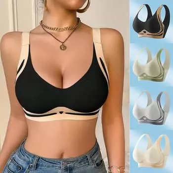 XXXXL PLUS Женский бюстгальтер пуш-ап Бесшовный бюстгальтер без косточек L-4XL Нижнее белье большого размера L чёрный