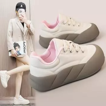 XY-A157 Новые кожаные повседневные туфли Весна и осень Универсальные женские туфли, увеличивающие рост Кроссовки Простые студенческие модные корейские туфли 37