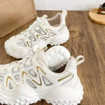 XY-A287 latex insole/sports sandals women s shoes 2025 new breathable and lightweight dad shoes versatile elastic band 35 бежевый