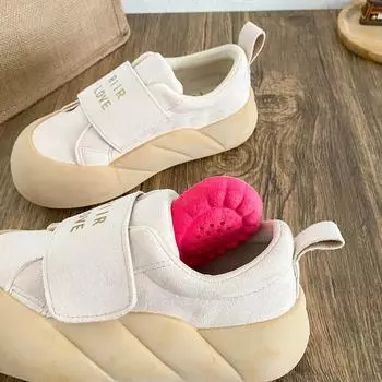 XY-A317 latex insole/Velcro thick-soled round head little white shoes women s 2025 new board shoes casual bread shoes 35 грязно-белый