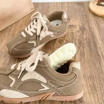XY-A321 latex insole/Hong Kong style sports Forrest Gump shoes women s 2025 new retro lightweight casual dad shoes 35 бежевый