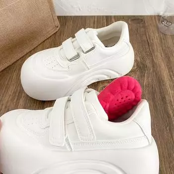XY-A325 latex insole 2025 new Velcro big head white shoes women s thick sole heightening versatile board shoes 35 бежевый