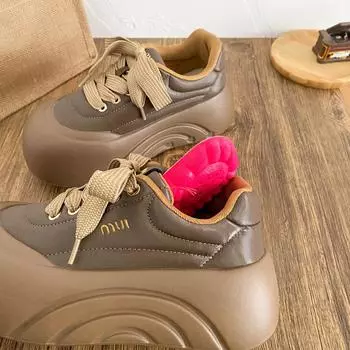 XY-A357 латексная стелька/толстая подошва, увеличивающая высоту доски, женская обувь, весна 2025, новая круглая головка, ниша, повседневная обувь 35