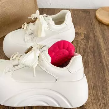 XY-A363 latex insole/thick sole heightening niche accessories little white shoes women s shoes bread shoes 2025 new board shoes 35 бежевый