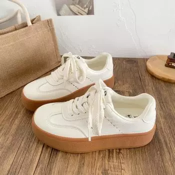 XY-A378 board shoes 2025 spring new small girls daily versatile comfortable thick sole heightening German training shoes 35 бежевый