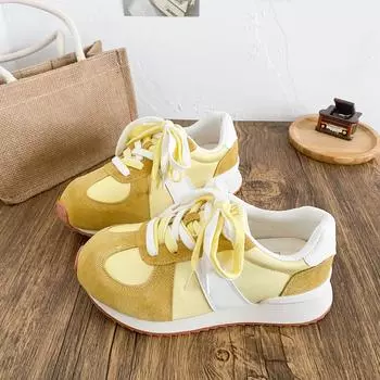 XY-A502 latex insole/platform sole lightweight sports shoes women s shoes 2025 new original Mickey head dad shoes 35 жёлтый