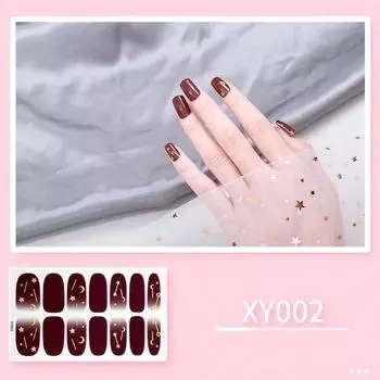 XY сетчатая красная наклейка для ногтей, все водонепроницаемые наклейки для ногтей, усовершенствованная фоточувствительная терапия, готовая гелевая масляная пленка для ногтей XY001