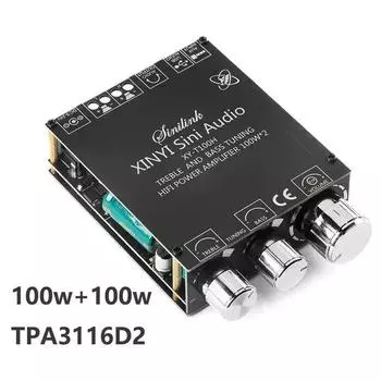 XY-T100H 100 Вт + 100 Вт TPA3116D2 Bluetooth 5,0 Плата усилителя мощности аудио Усилители домашнего кинотеатра Стерео регулировка высоких и низких частот