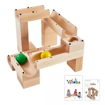 xyloba junior xyloba junior мини-деревянный шариковый забег для детей от 3 лет и старше с масштабными блоками (нет пластины)