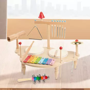 Xylophone Drum Set Hand Percussion Cymbals Kindergarten Motor Skill Musical Toy Kids