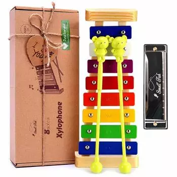 Xylophone with Bright MultiColored ChildSafe Wooden Mallets and Music Cards for Kids [HappyFishes]HappyFishes Keys, [item]