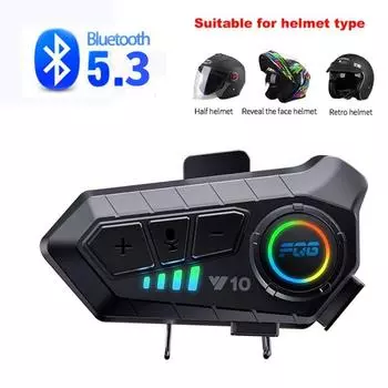 Y10 Гарнитура для мотоциклетного шлема Стерео Bt5.3 Hands Free Ipx6 Водонепроницаемые 2000 мАч Мото Беспроводные наушники Поддержка голосового управления hard mic чёрный