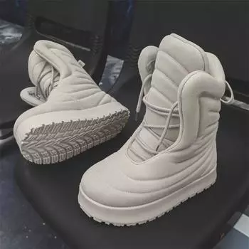 Y12 Легкие зимние ботинки на толстой подошве: Уличный модный силуэт, суперувеличенные и стильные #OOTD Bread Shoes 40 чёрный