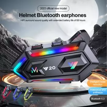 Y20 Bluetooth мотоциклетный шлем гарнитура RGB подсветка HD стерео громкой связи шумоподавление беспроводные мотоциклетные наушники 1000 мАч