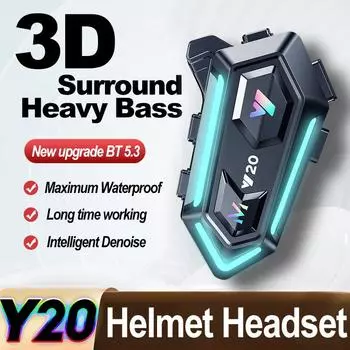 Y20 Мотоциклетный шлем Bluetooth гарнитура BT5.3 Handsfree Call Беспроводной шумоподавление Водонепроницаемые наушники с RGB подсветкой