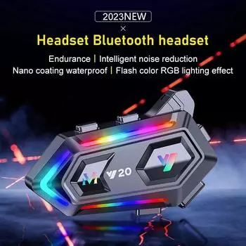 Y20 Мотоциклетный шлем Bluetooth гарнитура V5.3 16 режимов RGB цветная подсветка наушники IPX6 водонепроницаемый поддержка всех видов шлемов
