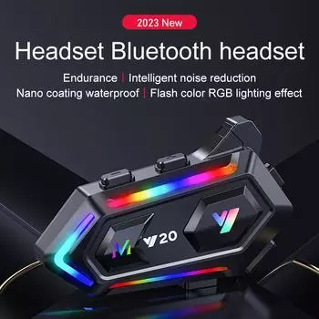 Y20 Motorcycle Helmet Headset Waterproof Wireless Bluetooth Headset RGB Lighting Handsfree Headphones Motorcycle Accessories
