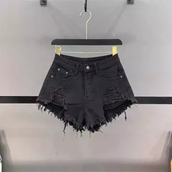 Y2g Millennium Fashion Low Waist A- line Raw Edge Denim Shorts Black S