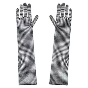 Y2g Millennium Lolita Gothic Punk Long Fishnet Gloves Performance Women s Team Sexy Cutout Oversleeves Accessories Cos Black (S0157 net)