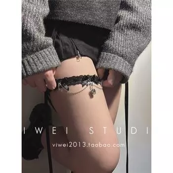 Y2g Мой Харадзюку Лолита Ножной браслет Женский Банты Pure black one