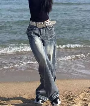 Y2k 2000-е винтажные мешковатые джинсы женские Harajuku уличная одежда свободные джинсовые брюки корейский стиль Gyaru гранж хип-хоп брюки S