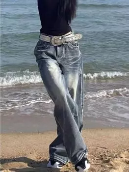 Y2k 2000-е винтажные мешковатые джинсы женские Harajuku уличная одежда свободные джинсовые брюки корейский стиль Gyaru гранж хип-хоп брюки S