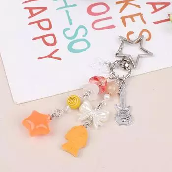 Y2K акриловый конфетный цвет любовь звезда тайяки брелок бисерный брелок модная милая сумка кулон камера подвески для девочек подарки one size