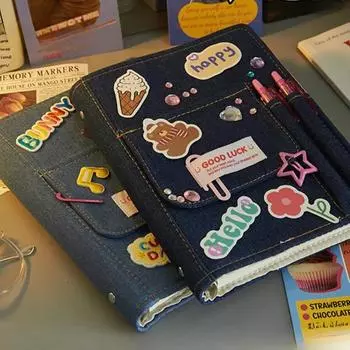 Y2K American Retro Denim Cover Блокнот с отрывными листами Sweet Girl DIY Scrapbook Журнал Книга Kpop Girl 3-дюймовый фотоальбом для карточек notebook