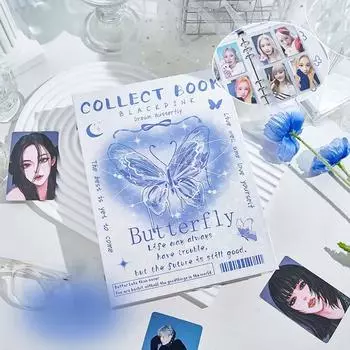 Y2K American Retro Pink Black Butterfly Idol Card Альбом Эстетическая лазерная обложка Girl Kpop Фотокарта Сборник Книга 3 дюйма