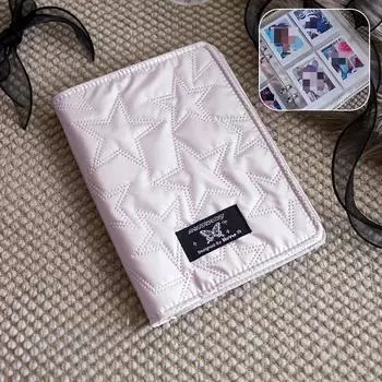 Y2K American Retro Silver Star Heart Bubble Fabric Cover Card Album Cute Girl Kpop 3-дюймовая фотокарточка для коллекционирования 80 шт. слот для карт