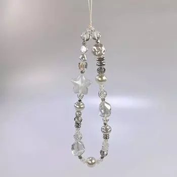 Y2K эстетическая цепочка для мобильного телефона подвеска для сотового телефона серебряный прозрачный бисерный ремешок для телефона на запястье для девочек